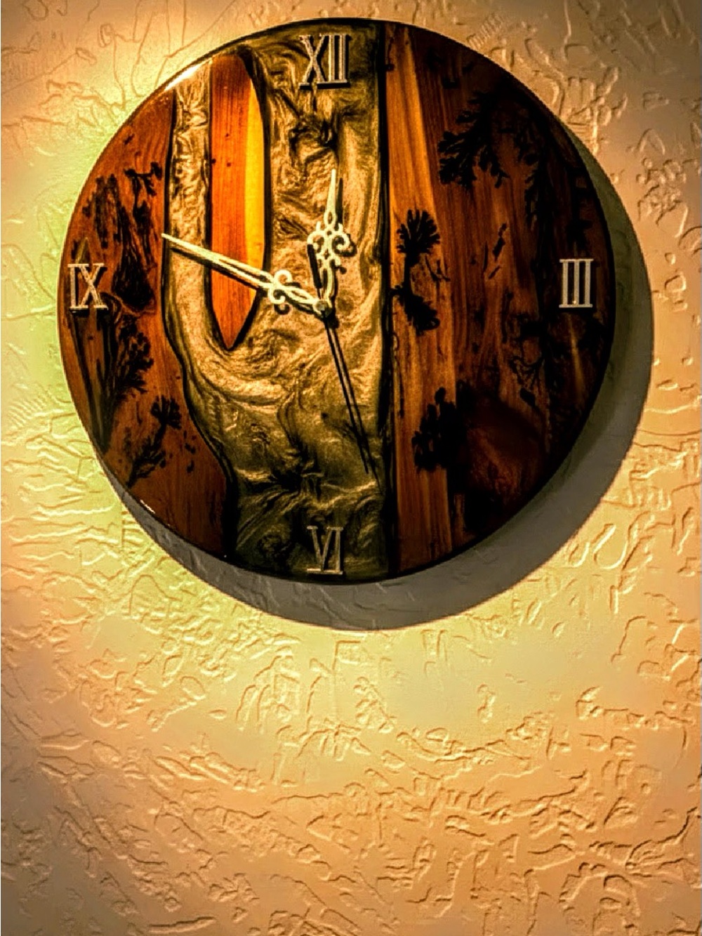 Handcrafted Live Edge River Clock